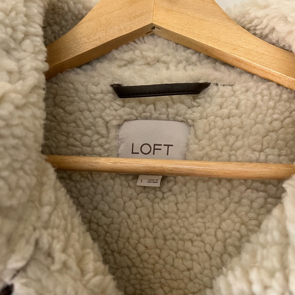 LOFT Faux Suede Sherpa Aviator Jacket - Picture 5 of 7